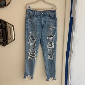 American Eagle Outfitters High Rise Distressed Blue Jeans